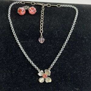 Authentic Sabika Girly at Heart Pink Floral Daughter Necklace and Earring Set